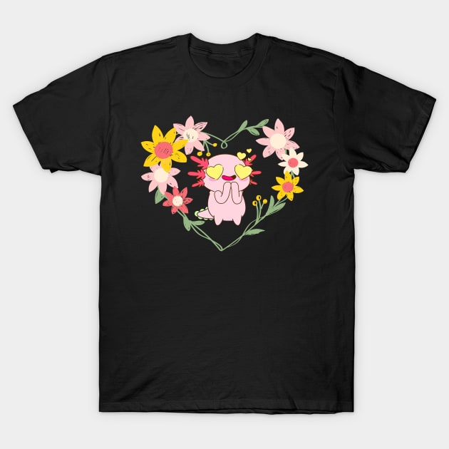 Axolotl floral T-Shirt by NICHE&NICHE